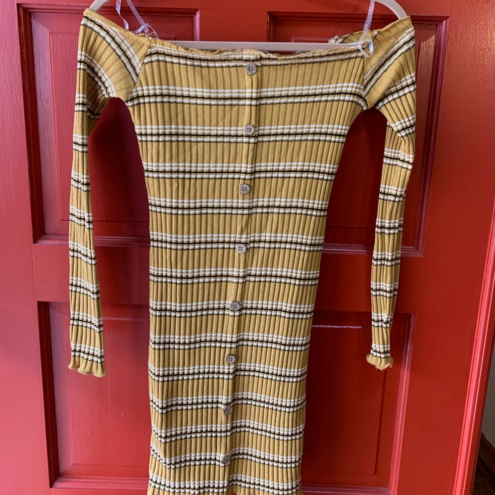 Yellow Striped Bodycon Dress